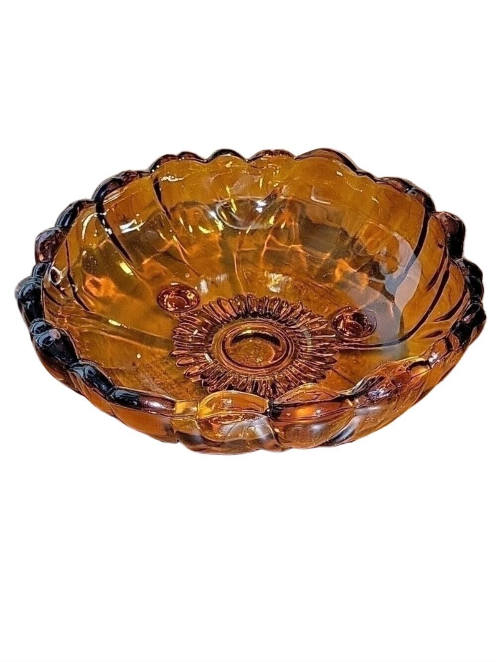Vintage Mid-Century Indiana Colony Glass Amber Footed Salad/Fruit Bowl
